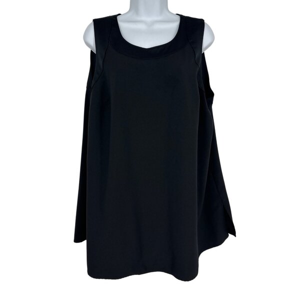 Lane Bryant Black Sleeveless Top With Back Zipper & Side Slits Plus Size 16 - Picture 1 of 9